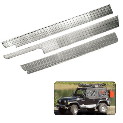 Warrior Products Polished Aluminum Diamond Tread Deep Body Side Plates For Jeep